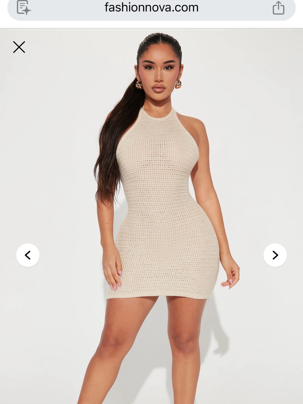 NWT Fashion Nova Bahamas Mama Crochet Mini Dress – Beige – XS